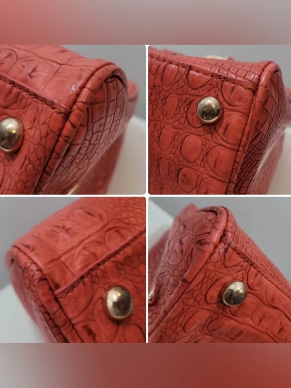 Croc Embossed Crossbody Satchel Bag Orange Faux Leather Shoulder Purse